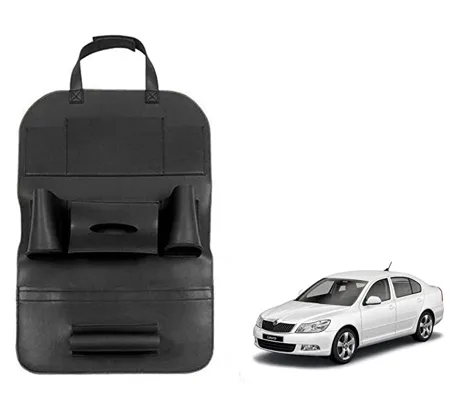 Oshotto Car Backseat Storage Organizer Phone Holder Multi Pocket for Bottles Tissue Boxes Kids Toy Storage and Great Travel Accessory Compatible with Skoda Laura Black 