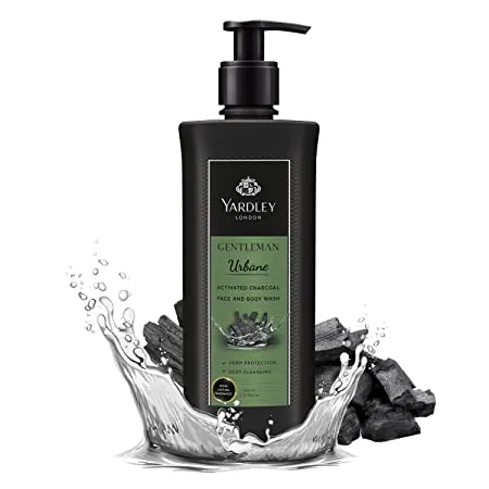 Yardley London Gentleman Urbane Face and Body wash for Men With Activated Charcoal Germ Protection Deep Cleansing 250ml Shower Gel White