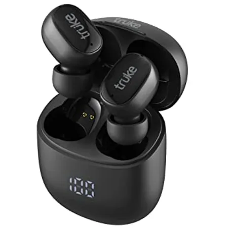 truke Buds F1 Bluetooth 5 3 Truly Wireless in Ear Earbuds with mic 48H Playtime Instant Paring Exceptional Sound with AAC Codec Dual Mic ENC Digital Display 55ms Low Latency Gaming Mode Black 