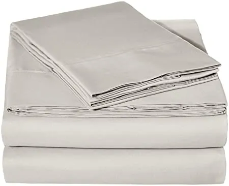 AmazonBasics Microfiber Sheet Set Includes 1 bedsheet 1 Fitted Sheet with Elastic 2 Pillow Covers King Light Grey