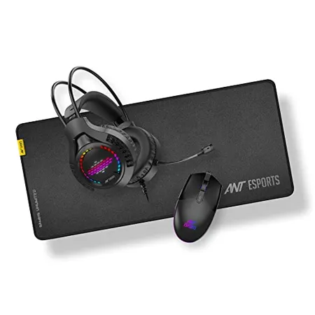 Ant Esports Champions Bundle X 3 in 1 Gaming RGB Mouse Gaming RGB Headset Gaming Mouse pad Black