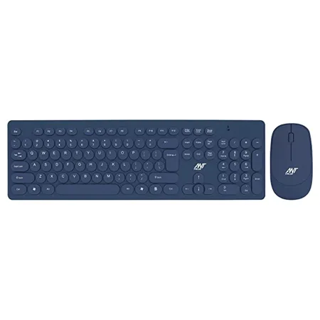 Ant Value FKBRI05 Multimedia Wireless Keyboard Mouse Combo Compact Light Weight for PCs Laptops Smart TV Blue 