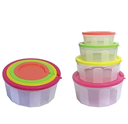 Aristo Houseware Diamond Plastic Storage Container 4 Pcs Set Transparent Clear Multi