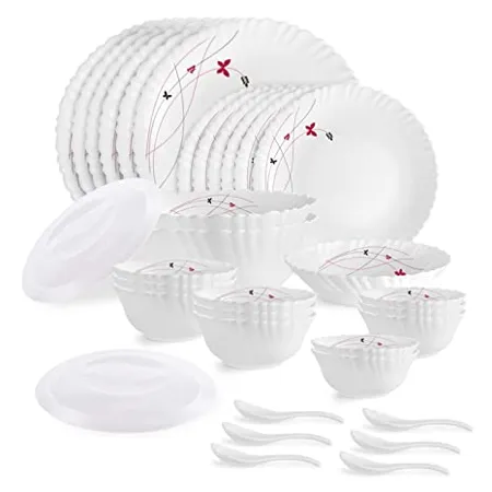 Cello Opalware Dazzle Series Lush Fiesta Dinner Set 35pcs Service for 6 White