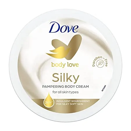 Dove Body Love Silky Pampering Body Cream For All Skin Types Paraben Free 24hrs Moisturisation With Plant based Moisturiser Silky Soft Skin 300g