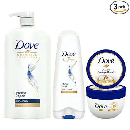 Dove Intense Repair Shampoo Conditioner Mask Combo For Dry and Damaged Hair Enriched with Fibre Actives Strengthening Shampoo for Smooth Strong Hair