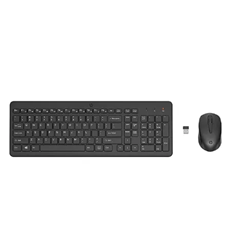 HP 330 Wireless Black Keyboard and Mouse Set with Numeric Keypad 2 4GHz Wireless Connection and 1600 DPI USB Receiver LED Indicators One Year Warranty Black 2V9E6AA 