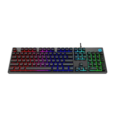 HP K500F Backlit Membrane Wired Gaming Keyboard with Mixed Color Lighting Metal Panel with Logo Lighting 26 Anti Ghosting Keys and Windows Lock Key 3 Years Warranty 7ZZ97AA 