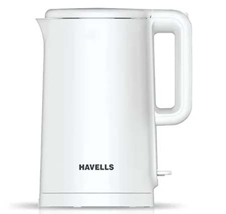 Havells Caro 1 5 litre Double Wall 304 Stainless Steel Inner Body Cool touch outer body Wider mouth 2 Year warranty White 1250 Watt 