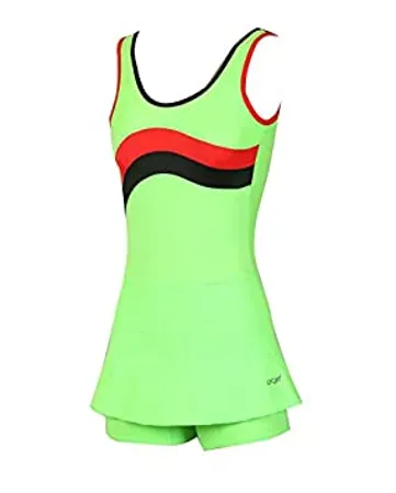 LYCOT Girls Sleeveless A Line Top Hot Shot Pattern Swimwear Green