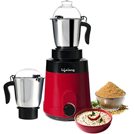 Lifelong Hulk 1200 W Mixer Grinder 2 Stainless steel Jars Liquidizing and Dry Grinding Jar ABS Body 3 Speed Operation with whip 2 Years Warranty Black LLMG1000 