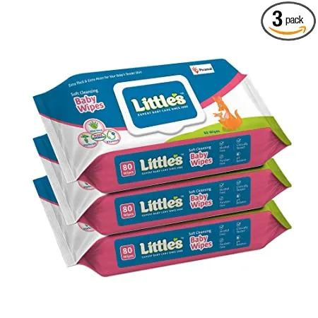 Little s Soft Cleansing Baby Wipes Lid 80 Wipes Pack of 3 