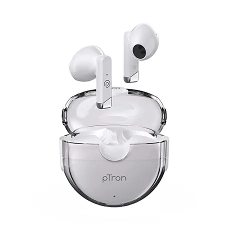 PTron Bassbuds Fute 5 1 Bluetooth Truly Wireless Featherlite TWS in Ear Earbuds with Mic 25Hrs Playtime 13Mm Dynamic Driver Immersive Audio Touch Control Voice Assistance Fast Charging White 
