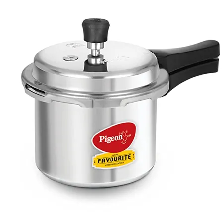 Pigeon By Stovekraft Favourite Aluminium Pressure Cooker with Outer Lid Gas Stove Compatible 3 Litre Capacity for Healthy Cooking Silver 