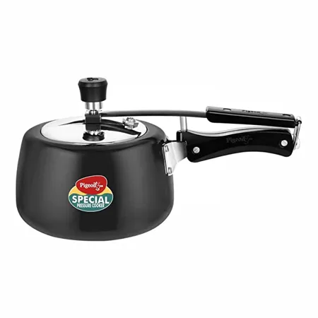 Pigeon by Stovekraft Hard Anodised Pressure Cooker 3 Litre 14547 Induction Base Inner Lid Black Aluminium