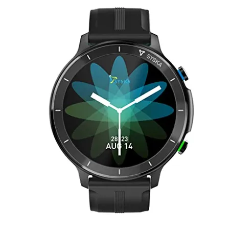 SYSKA Stellar 1 28 Display Multiple Watch Faces Accelerometer HR SpO2 Monitoring Sleep Monitor Music and Camera Control BT Calling Smartwatch Space Black Free Size 