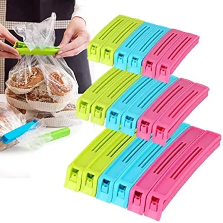 Suzec 18 Pcs 3 Different Size Plastic Food Snack Bag Pouch Clip Sealer Large Medium Small Plastic Snack Seal Sealing Bag Clips Vacuum Sealer Set of 18 Multi Color Multicolor 