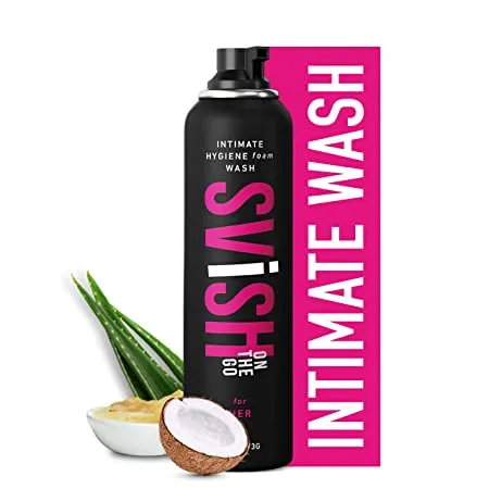 Svish On The Go Zero Fragrance Intimate Hygiene Wash Dermatologically tested With Coconut oil Aloe Vera and Shea Butter Foam Wash Reduces Itching Bad Odour Irritation Maintain PH Balance Paraben Sulphate Free Pack of 1 75ML
