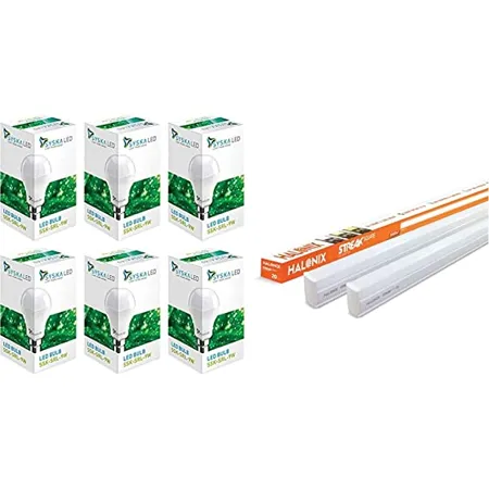 Syska SSK SRL 9W Base B22 9 Watt LED Bulb Pack of 6 Cool Day Light Halonix 20W Led batten tubelight Pack of 2 cool day white 