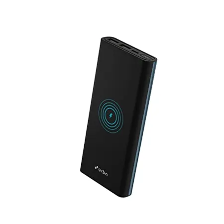 URBN 10000 mAh 15W Li Polymer Premium Black Edition Wireless Power Bank 22 5W Fast Charging Type C Power Delivery 1 Input 3 Output Made in India Free Type C Cable Black 