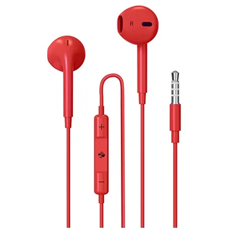 ZEBRONICS Zeb Buds 30 3 5Mm Stereo Wired in Ear Earphones with Mic for Calling Volume Control Multifunction Button 14Mm Drivers Stylish Eartip 1 2 Meter Durable Cable and Lightweight Design Red 