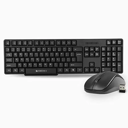 Zebronics Zeb Companion 107 USB Wireless Keyboard and Mouse Set with Nano Receiver Black 