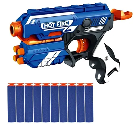 vGRASSP Toy Gun for Kids Boys Manual Foam Blaster Gun Safe and Long Range 10 Soft Bullets Multicolour 