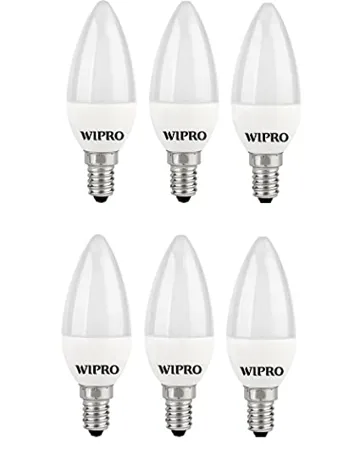 wipro Garnet Base E14 3 Watt LED Bulb Yellow Pack of 6