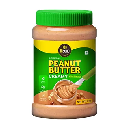 DiSano Peanut Butter All Natural Creamy Unsweetened 30 Protein Gluten Free Non GMO 1Kg