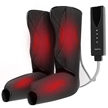 Lifelong LLM522 Rechargeable Air Pressure Massager For Calves Air Compression Massager With Heat and Vibration Foot Calf Leg and Arm Massager for Pain Relief Multifunctional Air Pressure Massager 1 Year Warranty Black 