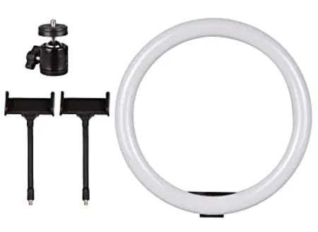 Photron Professional 12 Inch 30cm LED Ring Light with Mobile Holder PH12RL LED SMD 162pcs 2 Flexible Mobile Holders Intensity Control Color Temperature Control Built in Remote Heat Free