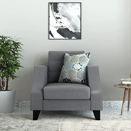 Amazon Brand Solimo Naul 1 Seater Sofa Fabric Steel Grey 