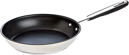 AmazonBasics Stainless Steel Induction Non Stick Frying Pan 24 cm with Soft Touch Handle