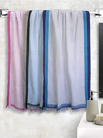 Athom Living Light Weight Cotton Premium Waffle Border Bath Towel 75x150 cm Pack of 3