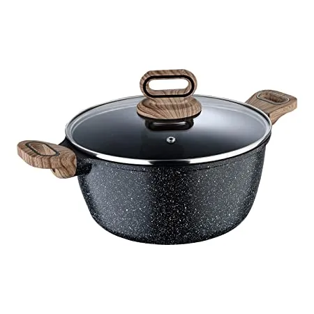 BERGNER Ultimate Non Stick Casserole with Glass Lid 24 cm 3 8L Heatdot Technology Induction Base Food Safe Grey