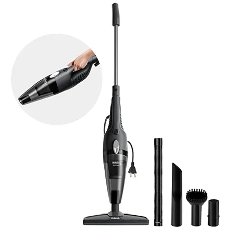 INALSA Dura Clean Plus Upright Vacuum Cleaner 2 in 1 Handheld Stick for Home Office Use 800W with 16KPA Strong Suction HEPA Filtration 0 8L Dust Tank Includes Multiple Accessories Grey Black 