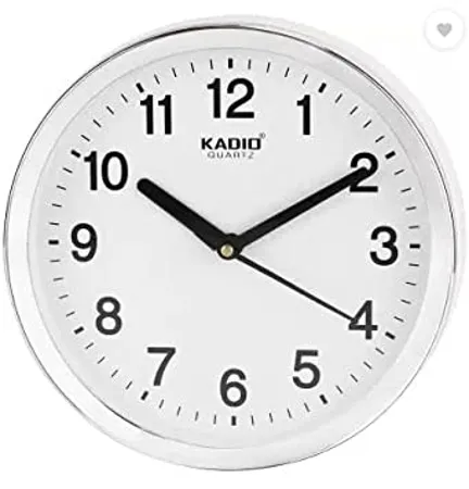 Kadio Analog 20 cm X 20 cm Wall Clock White with Glass Standard 