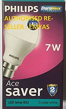 Philips Ace Saver Base B22 7 Watt LED Lamp Pack of 5 White 
