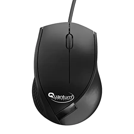 Quantum USB Wired Mouse 1200 DPI Optical Sensor Plug Play Ergonomic Mouse for Comfortable All Day Grip with 3 Button Design and clickable Scroll Wheel USB 2 0 Mice for PC Laptop QHM251H Black 