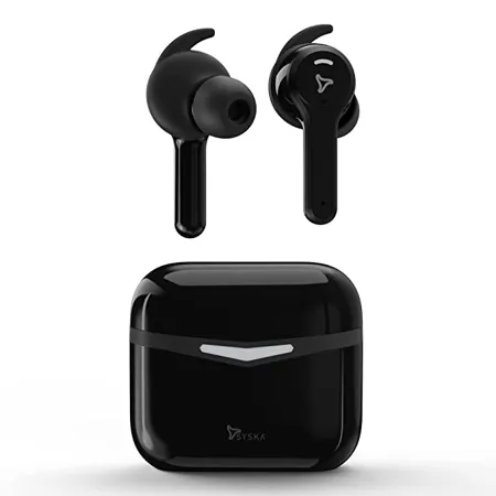 SYSKA Sonic Buds IEB900 Earbuds with 50Hr Play Time auto ENc Tech Low Latency IPX4 13mm Drivers for Deep Bass Type C Charging Jade Black True Wireless 