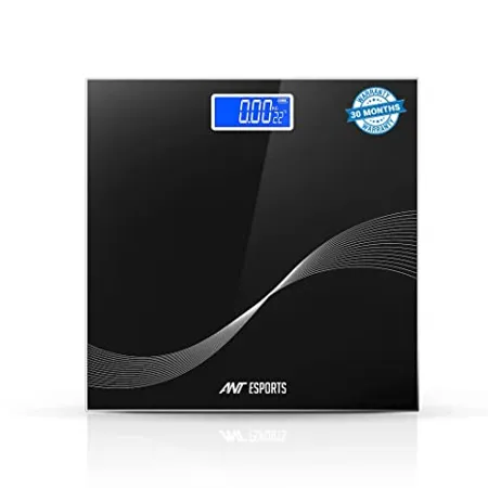Ant Esports Flora Wave Digital Weighing Scale Highly Accurate Digital Bathroom Body Scale Precisely Measures Weight up to 180Kg Black