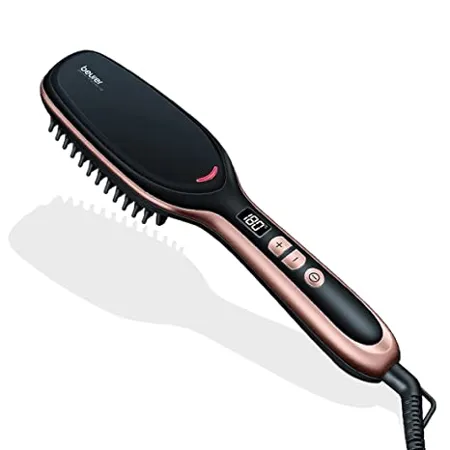 Beurer HS 60 hair straightening brush 45 watt with Variable temperature settings 120 200 C for personalised use with every hair type Ceramic coating Ion technology 3 years Warranty Black
