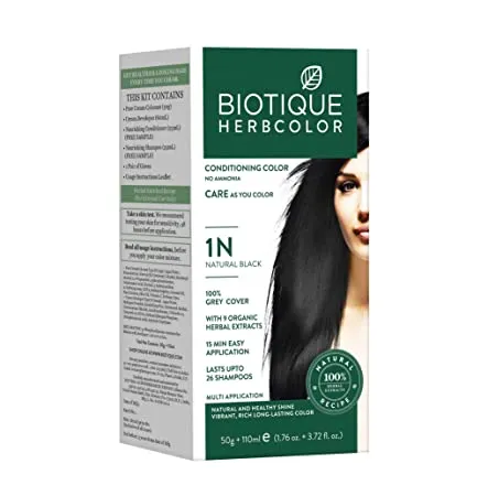 Biotique Bio Herbcolor Conditioning Hair Color 50g 110ml Natural Black 1N Pack of 1 