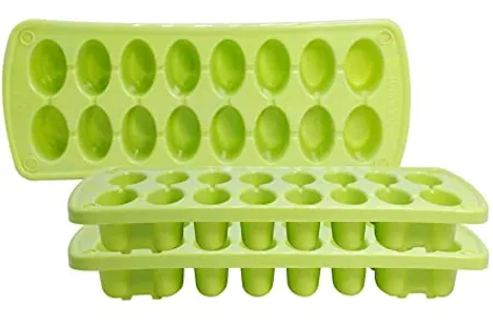 Black Olive Flexible Plastic Ice Cube Tray Cube Plastic Ice Cube Moulds Tray with Flexible Ice Trays Stackable Flexible Twist Release Safe Ice Cube Molde 16 Cavity 