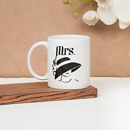 Clay Craft CC MM1 Swiss REZ14 Microwave Safe Coffee Mug for Gift to Couples Wife Husband Boyfriend Girfriend 300ml Mrs