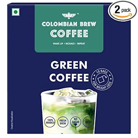 Colombian Brew Coffee Green Coffee Powder Assorted Hot Cold Brew 10 Bags Pack of 2 For Weight Loss 