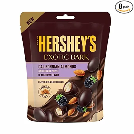 Hershey s Exotic Dark Chocolate Californian Almond Sprinkled with BlackBerry Flavor 30g Pack of 8 