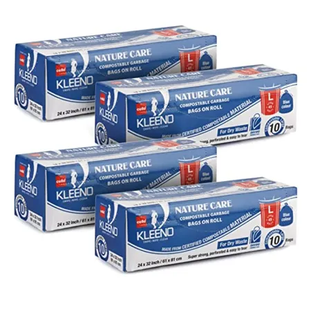 Kleeno by Cello Nature Care Compostable Dry Garbage Bag Roll Large 45L Set of 4 10 bags each 