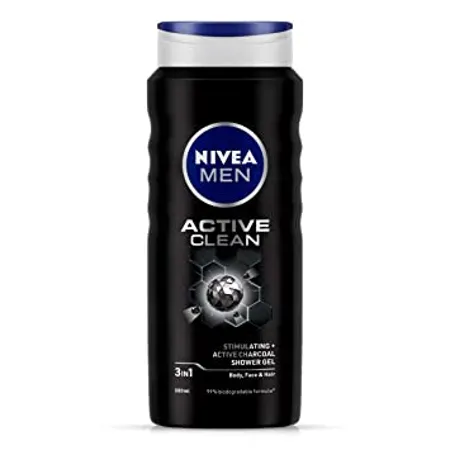 Nivea Men Body Wash Active Clean With Active Charcoal Shower Gel For Body Face Hair 500ml