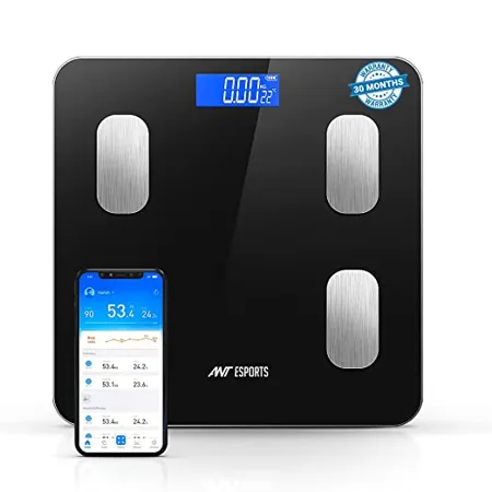 Ant Esports Flora Smart Scale for Body Weight and Fat Digital Bathroom Scale Accurate to 0 1kg Weighing Machine for People s Muscle BMI Bluetooth Electronic Body Composition Monitor 180Kg Black